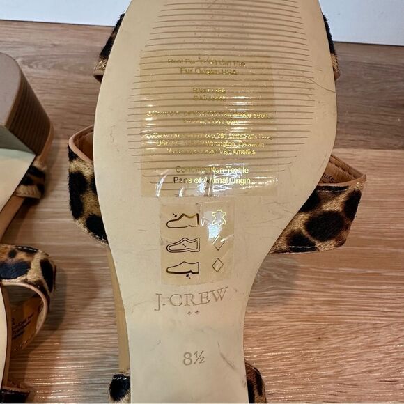 J. Crew Leopard Calf Hair Strap Chunky Heeled Sandals, Size 8.5 - Picture 10 of 11